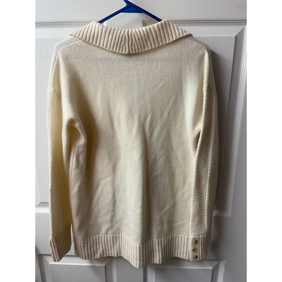 Worth Cashmere Wool Blend Cardigan Sweater Women Small Cream Collared Grannycore - Picture 2 of 7